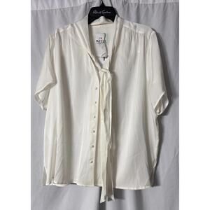 NWT Weill Paris Womens Silk Blend Short Sleeve Monroe Ecru Blouse Shirt Size 5